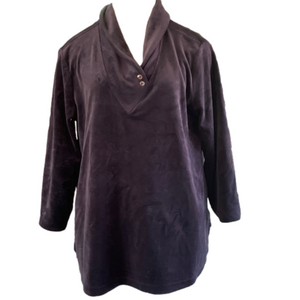 ALI Miles black large velour 3/4 sleeve top